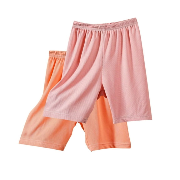sovlvnd Girls Summer Elastic Waist Ice Silk Five Quarter Pants Leggings Casual Pants Children's Short Pants Hot Pink, 3 Years