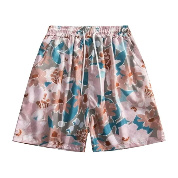 sovlvnd Mens Board Shorts Mens Casual Printed Beach Shorts With Elastic Waist And Drawstring Pocketless Knee Length XL, Beige