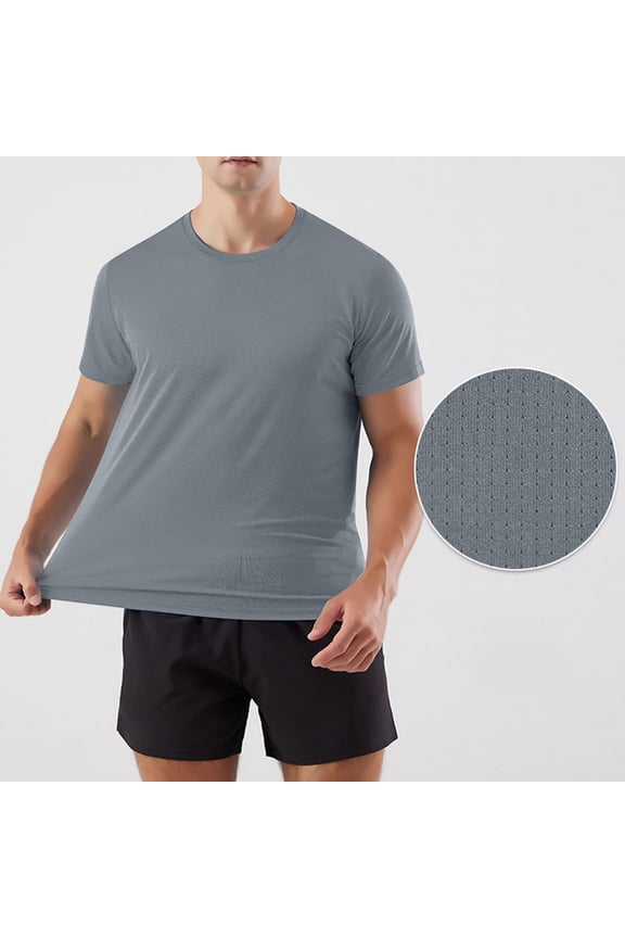 Mens Casual Shirts, Men Casual Fashion Solid Color Stretch Running Fitness Short Sleeve Leotard Blazer 2XL, Gray