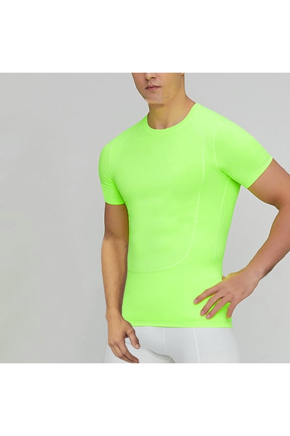 Mens Clothes, Men Casual Fashion Solid Color Stretch Running Fitness-dry Short Sleeve Leotard Blazer M, Green