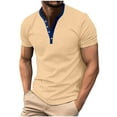 thumbnail image 1 of sovlvnd Mens Clothes, Men Casual Solid With Pockets Sports Short-sleeved V-neck Fitness Training Clothes T-shirt Top M, Khaki, 1 of 5