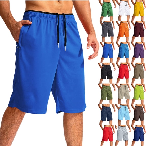 sovlvnd Mens Gym Shorts Men's Cotton Vintage Knitted Drawstring Elastic Waist Shorts Sports Knee Length Home Shorts L, Gray