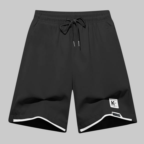 sovlvnd Mens Gym Shorts Men's Solid Color Sports Fitness Training Breathable Shorts Zipper Pockets Cropped Pants S, Black