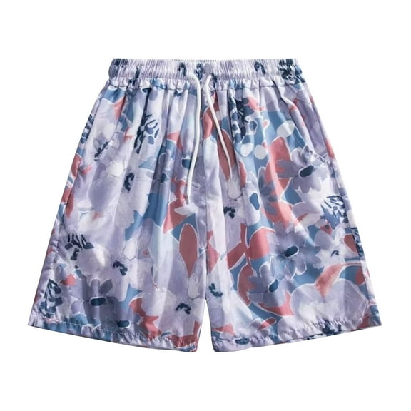sovlvnd Mens Gym Shorts Mens Casual Printed Beach Shorts With Elastic Waist And Drawstring Pocketless Knee Length L, Gray