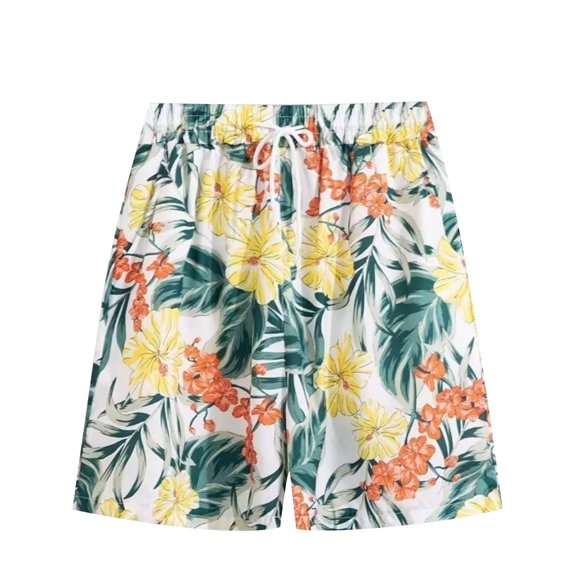 sovlvnd Mens Gym Shorts Mens Casual Printed Beach Shorts With Elastic Waist And Drawstring Pocketless Knee Length L, Multicolor