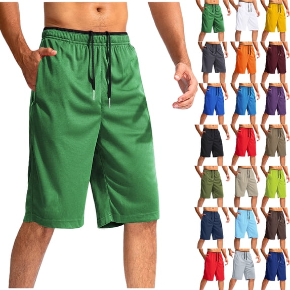 sovlvnd Mens Shorts Men's Cotton Vintage Knitted Drawstring Elastic Waist Shorts Sports Knee Length Home Shorts M, Yellow