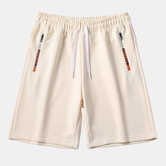 Mens Gym Shorts Men's Solid Sports Fitness Training Breathable Shorts Zipper Pockets Cropped Pants
