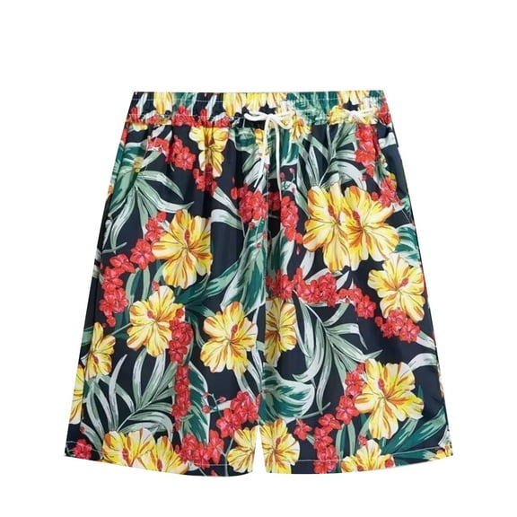 sovlvnd Mens Summer Shorts Mens Casual Printed Beach Shorts With Elastic Waist And Drawstring Pocketless Knee Length M, Multicolor