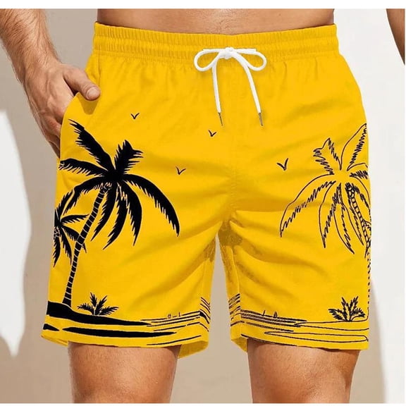 sovlvnd Mens Summer Swim Shorts Men's Summer Swim Trunks Dry Surf Boardshorts Bathing Suit With Mesh Lining Beach Shorts S, Yellow