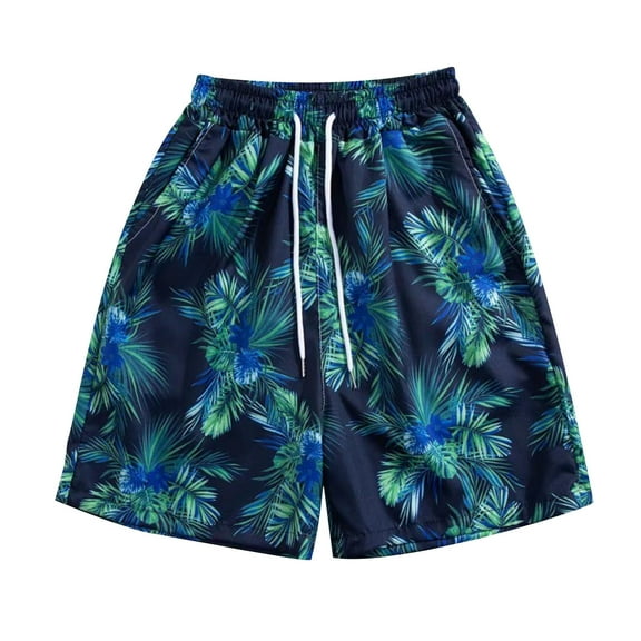sovlvnd Mens Summer Swim Shorts Mens Casual Printed Beach Shorts With Elastic Waist And Drawstring Pocketless Knee Length XL, Green