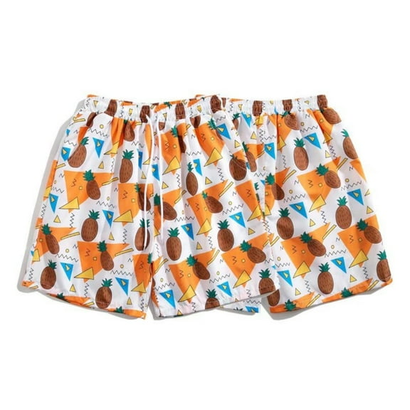 sovlvnd Running Shorts for Men, Mens Casual Printed Beach Shorts With Elastic Waist And Drawstring Pocketless Knee Length 3XL, Yellow