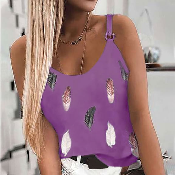 sovlvnd S-5XL Plus Size Tank Tops for Women Fashion Women Summer Print Casual Sleeveless Round-Neck Vest Camis Blouse Tops Womens Tank Tops