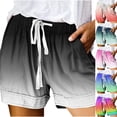 thumbnail image 1 of sovlvnd Save up to 65% Women's Summer Gradient Printed Over Size Fashionable Casual Loose Pockets Lacing Drawstring Short Pants, 1 of 5