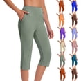 thumbnail image 1 of Women's Summer High Waisted Solid Color Capris Matching Slim Fitting Yoga Gym Pants Capris Pants, 1 of 8