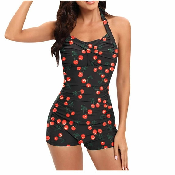 sovlvnd Summer Clearance Women Print Sexy Backless Strap Bikini One-Piece Swimsuit Red, M