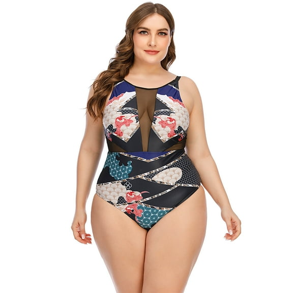 sovlvnd Summer Clearance Women Summer Beach Casual Plus Size Printing Lace Fashionable Swimsuit Bikini Beachwear Swimwear