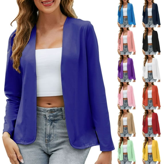 sovlvnd Summer Clearance Women's Color Casual Fashion Long-sleeved Plus Size Cardigan Jacket Coat Outerwear Lightweight Comfy Lightweight Comfy
