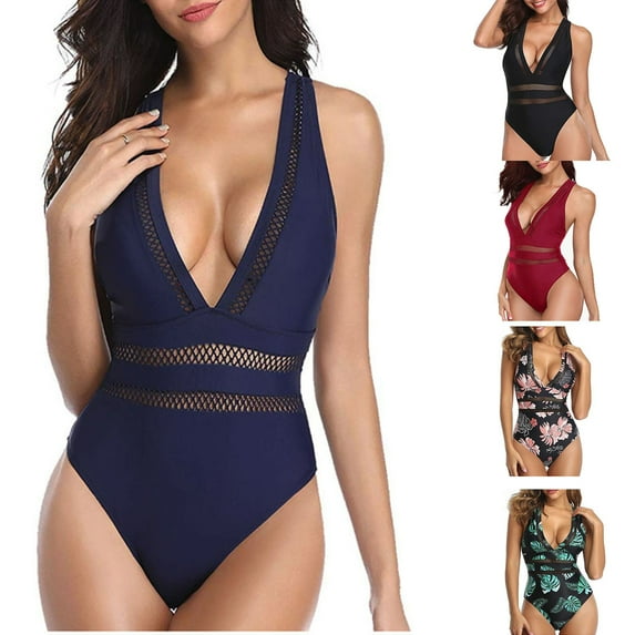 sovlvnd Summer Clearance Women's New Fashionable Over Size Splicing Swimsuit Sexy Casual Loose Bikini Summer Beach Piece Swimsuit