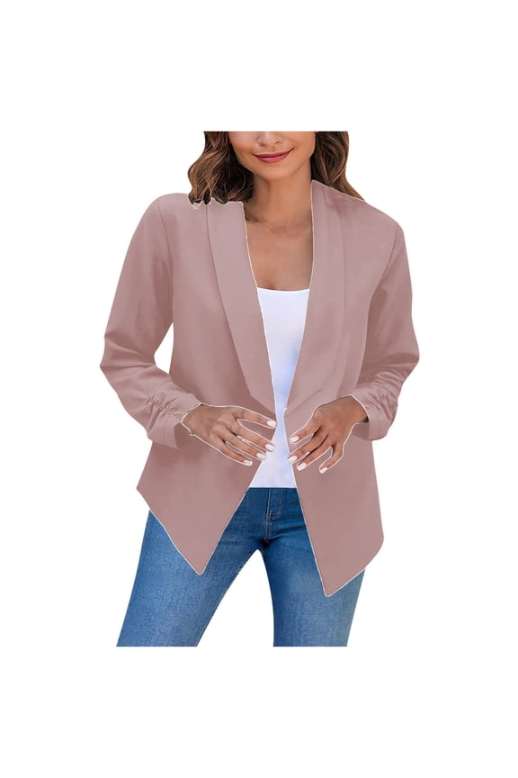 Summer Clearance Women's Over Size Loose Suit Open Front Cardigan Fitted Jacket Casual Office Cropped Solid Blazers Coat Tops