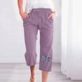 thumbnail image 1 of sovlvnd Summer Sale Fashion Womens Plus Size Casual Lightweight Printing Elastic Loose Pants Soft Versatile Straight Wide Leg Trousers With Pocket, 1 of 5