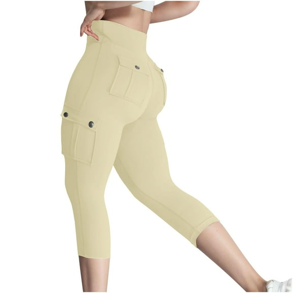 sovlvnd Summer Sale Womens Casual Plus Size Solid Elastic High Waist Lifting Leggings Outdoor Fitness Running Climbing Flap Pocket Yoga Pants