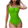 thumbnail image 1 of sovlvnd Summer Savings Women Solid Color Sexy Backless Strap Bikini One-Piece Swimsuit Green, XL, 1 of 7