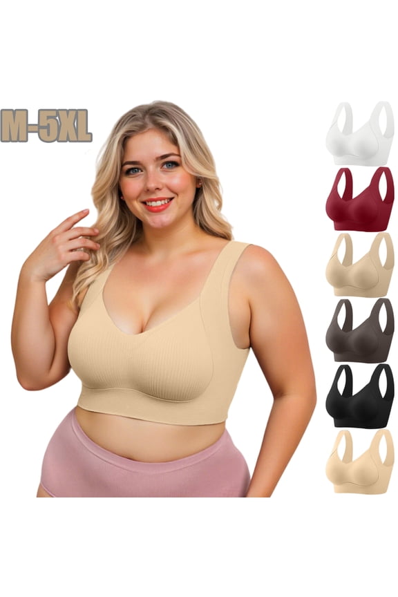 Women's Bra Plus Size Soild Wire Free Bra Everyday Underwear Soft Versatile Simplicity Underwear Bras