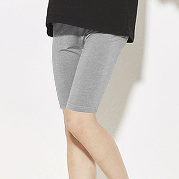 sovlvnd Summer Shorts Children's Summer Solid Color Casual High Waisted Five Quarter Pants Gray, 7-8 Years