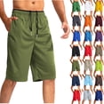 thumbnail image 1 of sovlvnd Summer Shorts for Men, Men's Cotton Vintage Knitted Drawstring Elastic Waist Shorts Sports Knee Length Home Shorts XL, Blue, 1 of 4