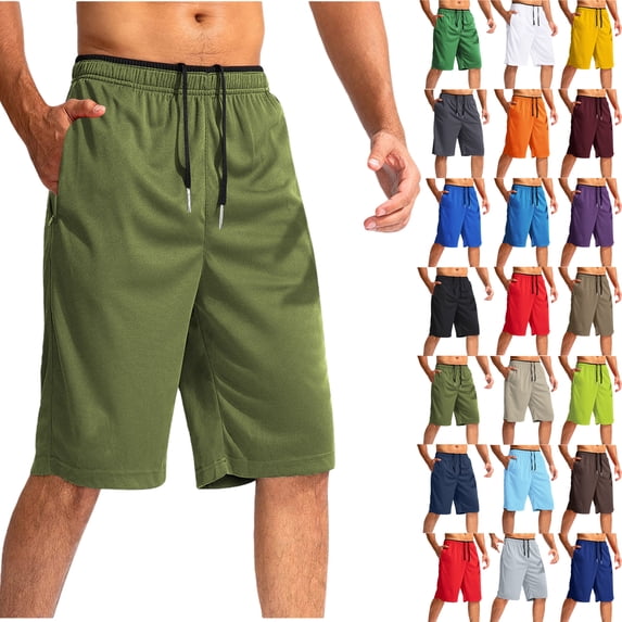 sovlvnd Summer Shorts for Men, Men's Cotton Vintage Knitted Drawstring Elastic Waist Shorts Sports Knee Length Home Shorts XL, Blue