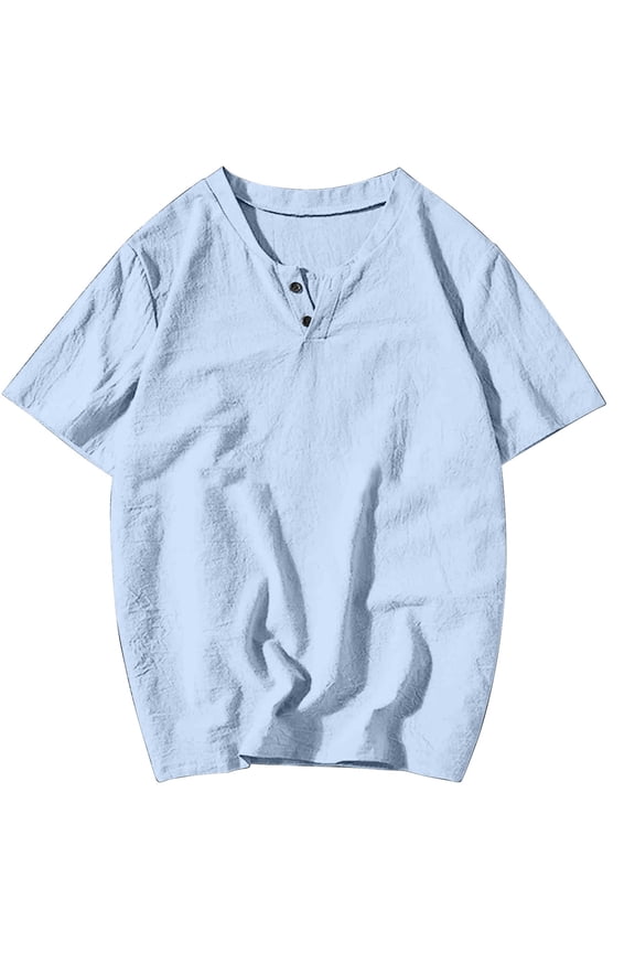 T-shirts for Man, Men's Beach Short Sleeved Shirt Casual Solid Color Top Short Sleeved Round Neck Top/shirt M, Light Blue