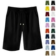 thumbnail image 1 of Women Casual Shorts Loose Baggy Drawstring Elastic Waist Shorts And Linen Trousers Overalls Cropped Solid Shorts With Pockets, 1 of 6