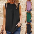 thumbnail image 1 of sovlvnd Women's Fashionable Plus Size Casual Camisole Chiffon Round-Neck Solid Color Pullover Sleeveless Vest Blouse T-shirt Tops for Women, 1 of 6