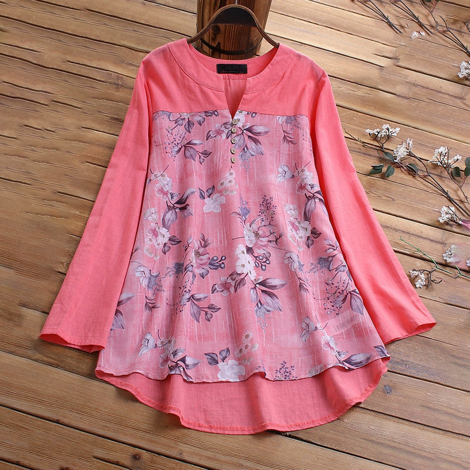 Short Sleeve T-Shirt Floral Heart Print Summer Casual Top