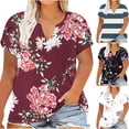 thumbnail image 1 of sovlvnd Women's Plus Size Loose Print Color Casual Short-Sleeved V-Neck Top Womens Comfy Tee Over Size Lightweight tunic Blouse Fashion Top XL-5XL, 1 of 6