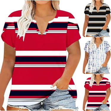 sovlvnd Women's Plus Size Loose Print Color Casual Short-Sleeved V-Neck Top Womens Comfy Tee Over Size Lightweight tunic Blouse Fashion Top XL-5XL