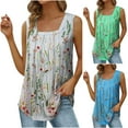 thumbnail image 1 of sovlvnd 2024 Basic Tank Tops for Women Women's Summer Casual Tank Tops Loose Fit Pleated Square Neck Sleeveless Shirts Tops Womens Tank Tops Plus Size Tank Tops for Women, 1 of 4
