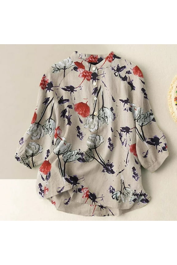 Women's Summer Oversize Tops Fashion Casual T-Shirt Short Sleeve V-Neck Sweatshirt Tops Blouse Ditsy Floral trendy Tunic Casual Tops for Women