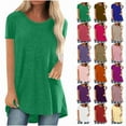 thumbnail image 1 of sovlvnd Women's Summer Plus Size Solid Round Neck Loose Short Sleeve Tops T-shirt Blouse Loose Fitting Shirt Comfy Tee Blouse Lightweight tunic Blouse Tops S-5XL, 1 of 6