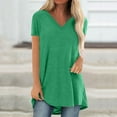 thumbnail image 1 of sovlvnd Women's Summer Plus Size Solid Round Neck Loose Short Sleeve Tops T-shirt Blouse Loose Fitting Shirt Comfy Tee Blouse Lightweight tunic Blouse Tops S-5XL, 1 of 5