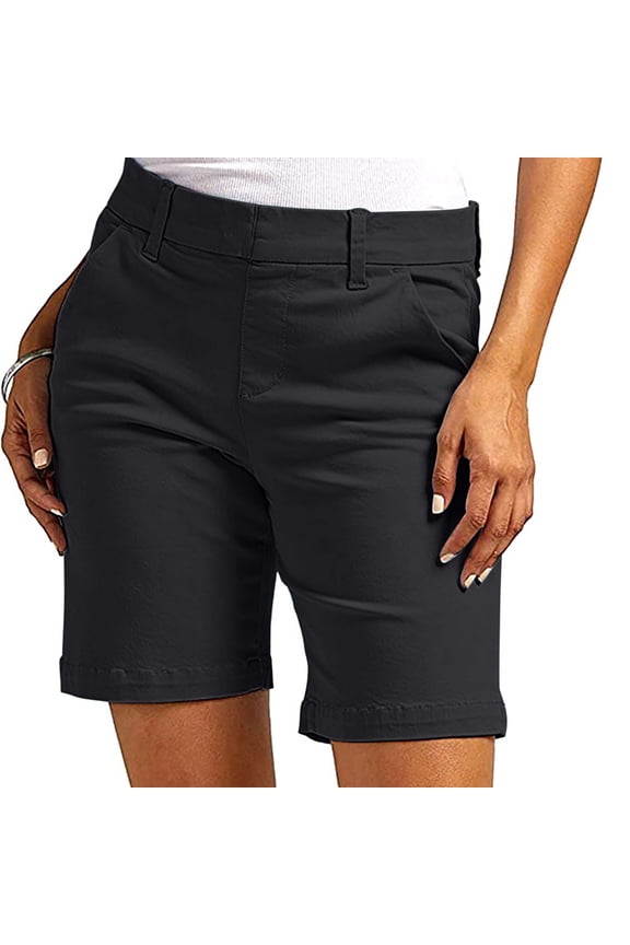Womens Stretch Shorts Plus Size Thin Waist Regular Fit Hiking Workout Shorts With Pockets