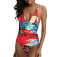 thumbnail image 1 of sovlvnd on Clearance Women Fashionable Bikini Print Strappy Back Set Swimsuits Plus Size Comfortable Lightweight Bathing Suits Tankinis Swimwear, 1 of 3