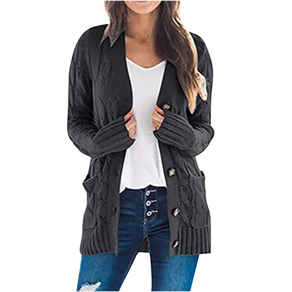 sovlvnd on Clearance Women's Fashionable Knit Cardigans Casual Loose Slouchy Oversized Lightweight Comfy Tunic Wrap Chunky Pocket Sweaters Coat