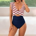thumbnail image 1 of sovlvnd on Clearance Women's Plus Size V Neck Loose Cross Ruffle Sexy piece Swimsuit Summer Beach Fashionable Bathing Suit, 1 of 5