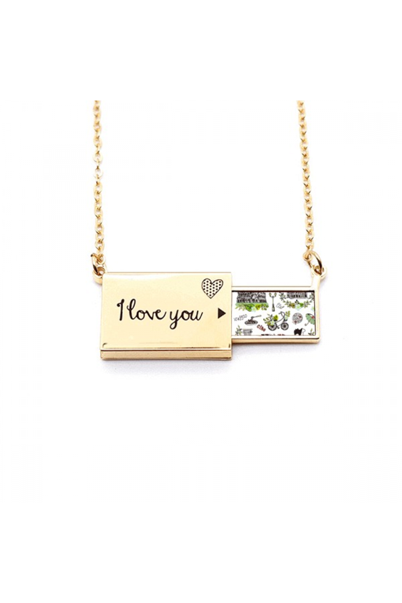 sp italy graffiti letter envelope necklace pendant jewelry