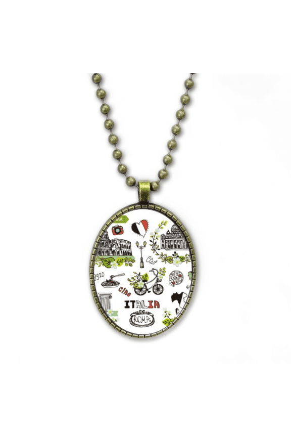 sp italy graffiti necklace vintage chain bead pendant jewelry collection