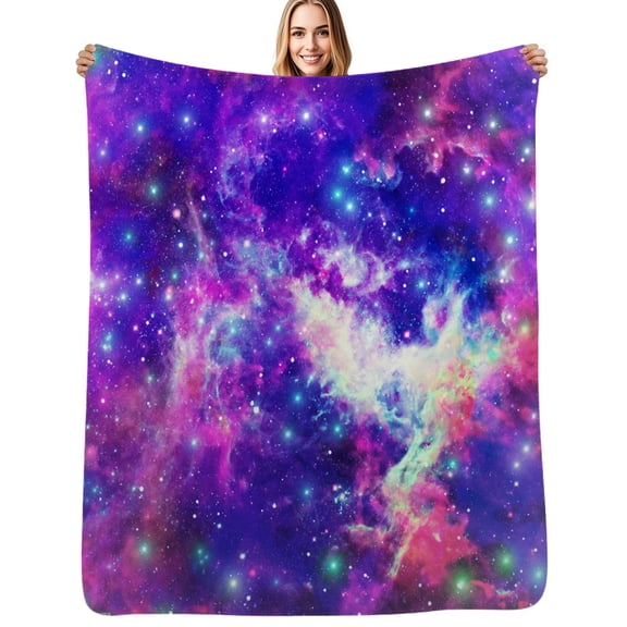 space with bright star nebula Flannel Blanket Warm Soft Bedding Throws Winter Camping Chair Sofa Bed