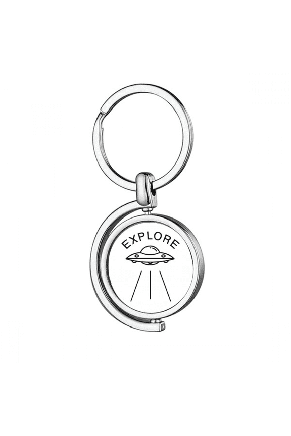 spacecraft explo alien life Rotating Keychain Metal Keyring Holder
