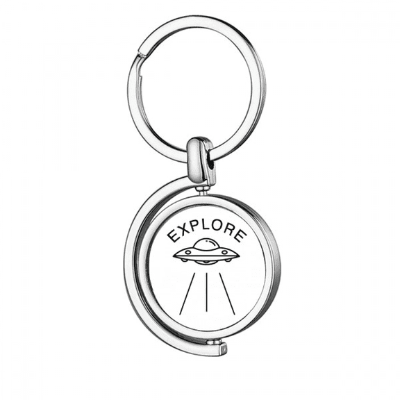 spacecraft explo alien life Rotating Keychain Metal Keyring Holder