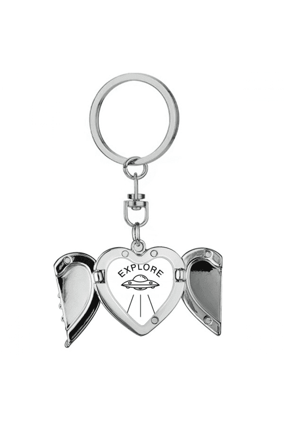 spacecraft explo alien life heart angel wing key chain holder